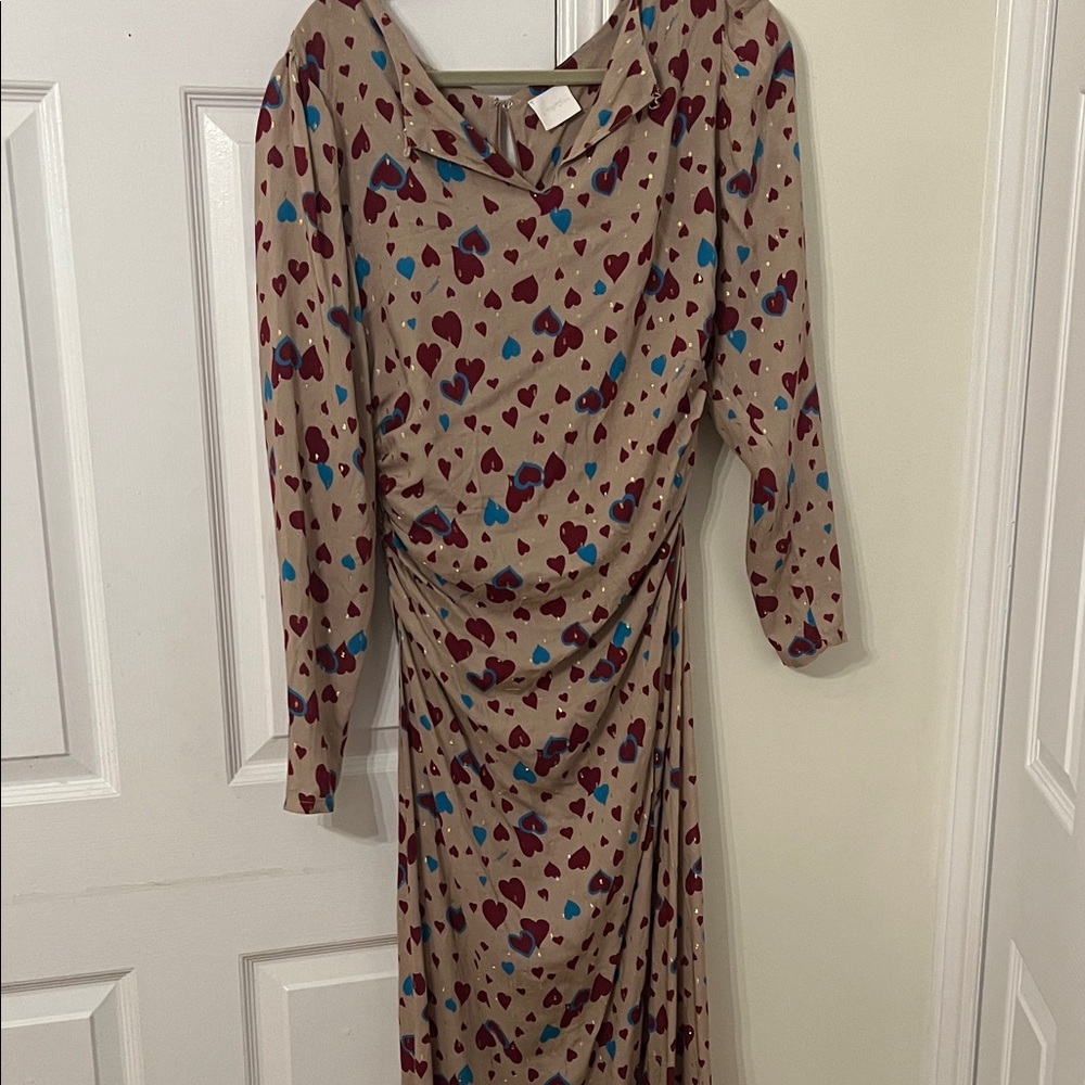 MERCI Heart Patterned Long Sleeve Dress